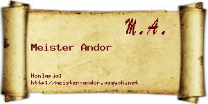 Meister Andor névjegykártya